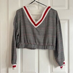 Forever21 Plaid V-Neck Cropped Sweater